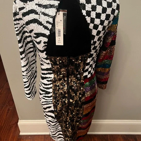 Multi color/multi print sequin cocktail dress - Picture 2 of 8